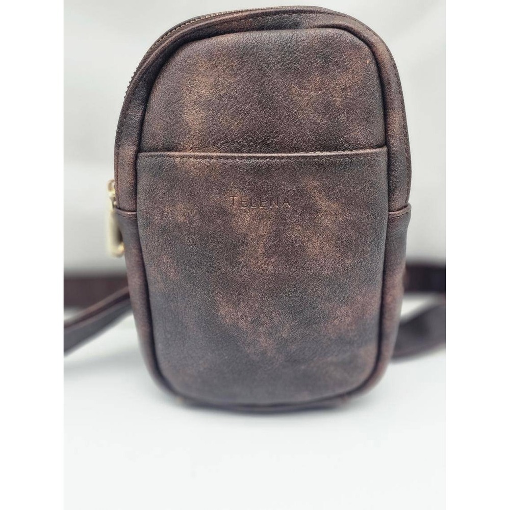 Telena Sling Bag Womens Small Brown Faux Leather Crossbody Chest Pack